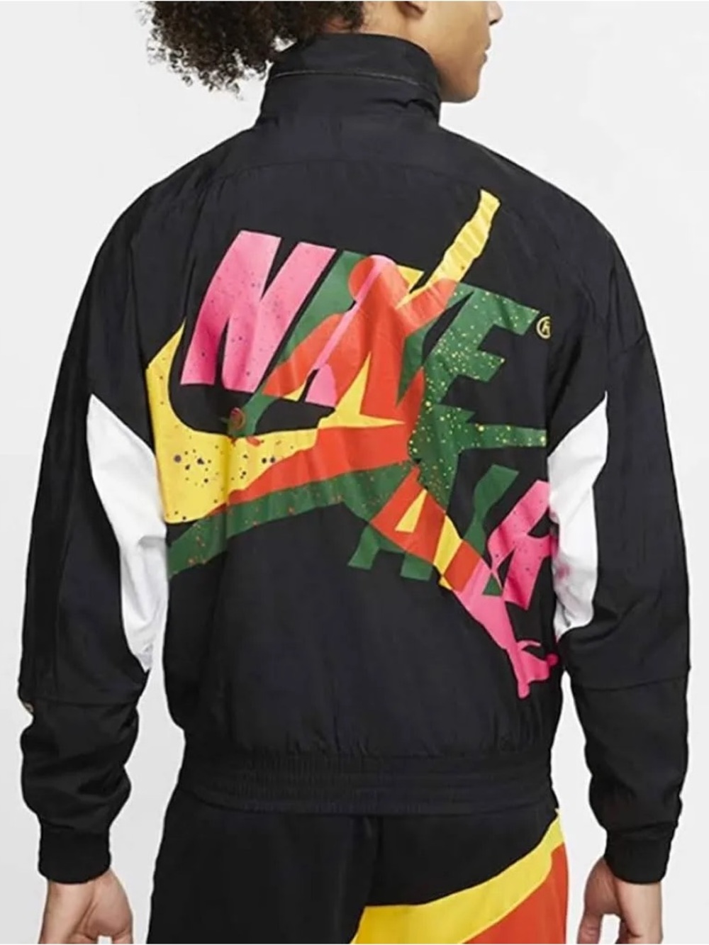 Nike Black Windbreaker Jacket with Neon Yellow, Green & Pink Graphic - Picture 2 of 16